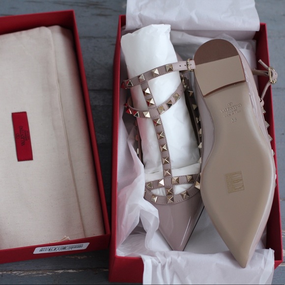 VALENTINO ROCKSTUD CAGED LEATHER BALLERINA FLAT 38 - Picture 2 of 8